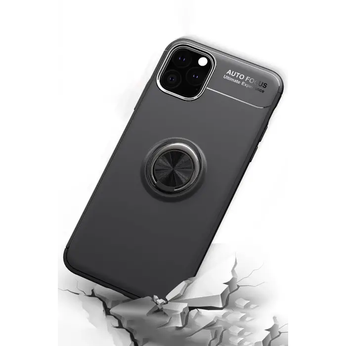 Newface iPhone 11 Pro Kılıf Range Yüzüklü Silikon - Siyah-Kırmızı