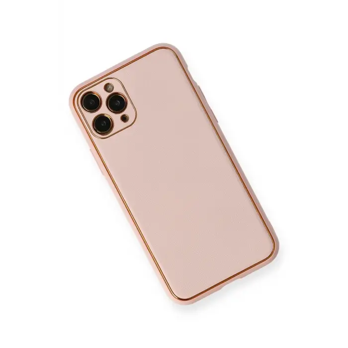 Newface iPhone 11 Pro Max Kılıf Coco Deri Silikon Kapak - Pembe