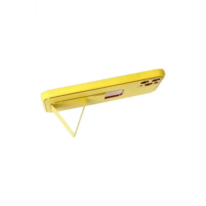 Newface Apple iPhone 11 Pro Max Kılıf Coco Deri Standlı Kapak - Sarı