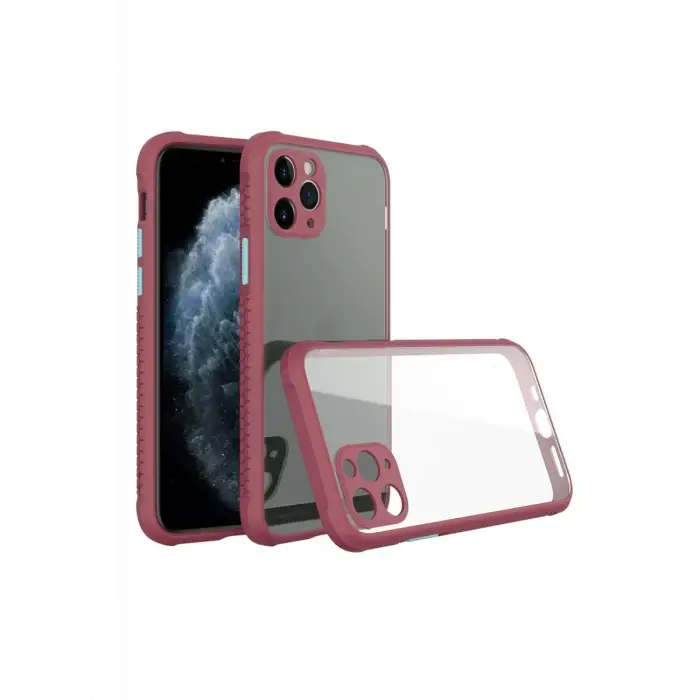 Newface iPhone 11 Pro Max Kılıf Miami Şeffaf Silikon - Fuşya