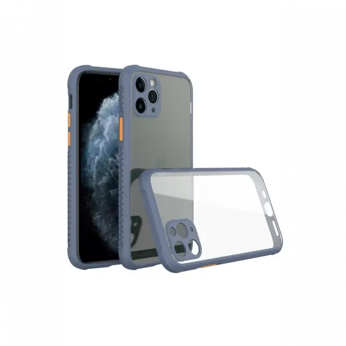 Newface iPhone 11 Pro Max Kılıf Miami Şeffaf Silikon - Gri