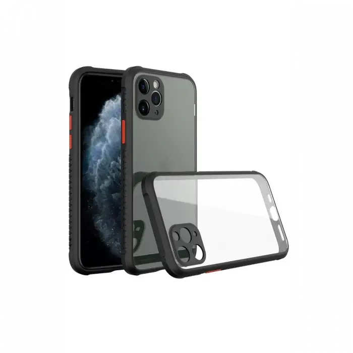 Newface iPhone 11 Pro Max Kılıf Miami Şeffaf Silikon - Siyah