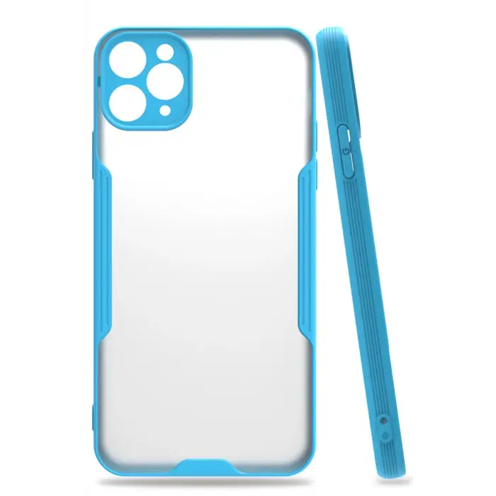 Newface iPhone 11 Pro Max Kılıf Platin Silikon - Mavi