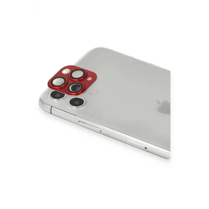 Newface Apple iPhone 11 Pro Max Pers Alüminyum Kamera Lens - Kırmızı