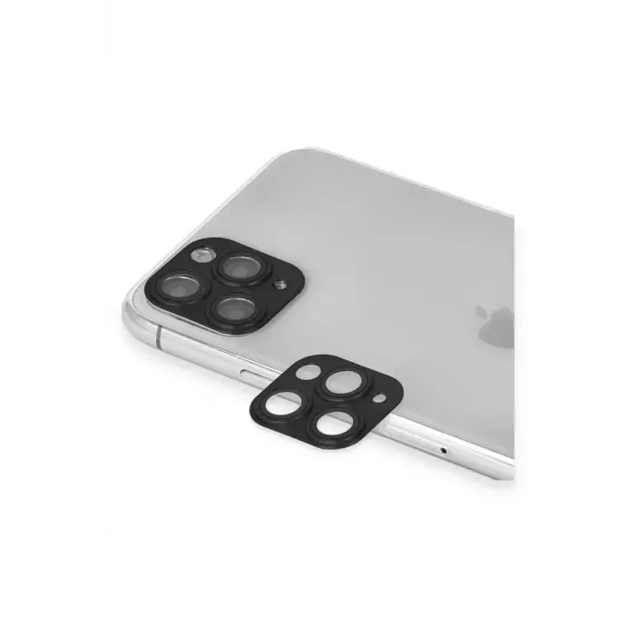 Newface Apple iPhone 11 Pro Max Pers Alüminyum Kamera Lens - Siyah