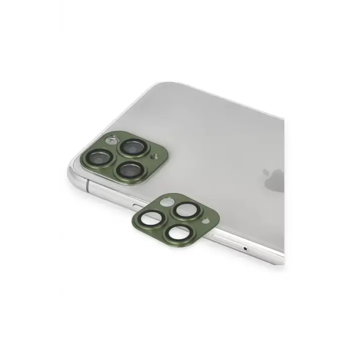 Newface Apple iPhone 11 Pro Max Pers Alüminyum Kamera Lens - Yeşil