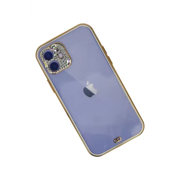 Newface Apple iPhone 12 Kılıf Liva Taşlı Silikon - Beyaz