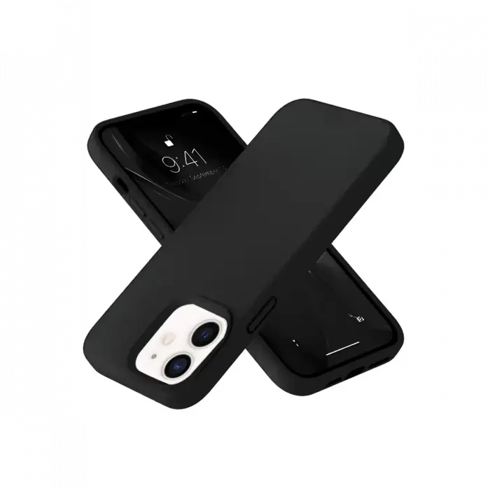 Newface iPhone 12 Kılıf Nano içi Kadife Silikon- Siyah