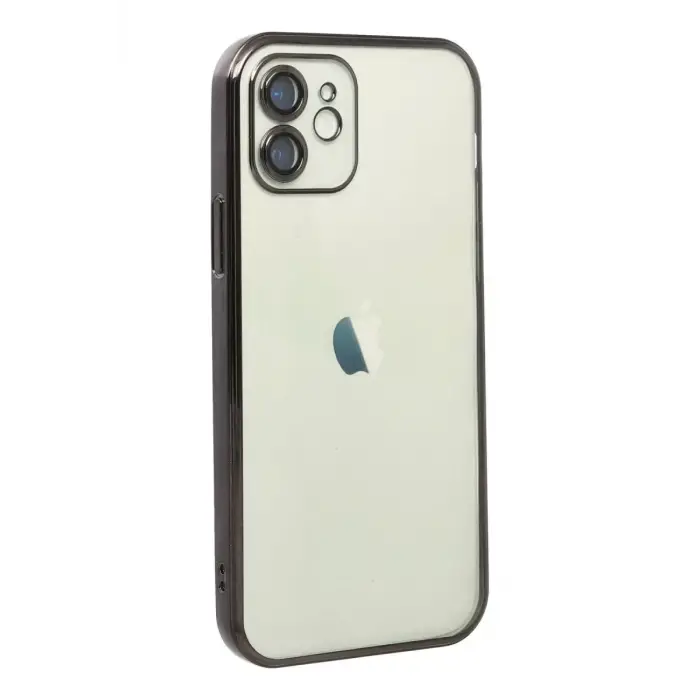 Newface Apple iPhone 12 Kılıf Razer Lensli Silikon - Siyah