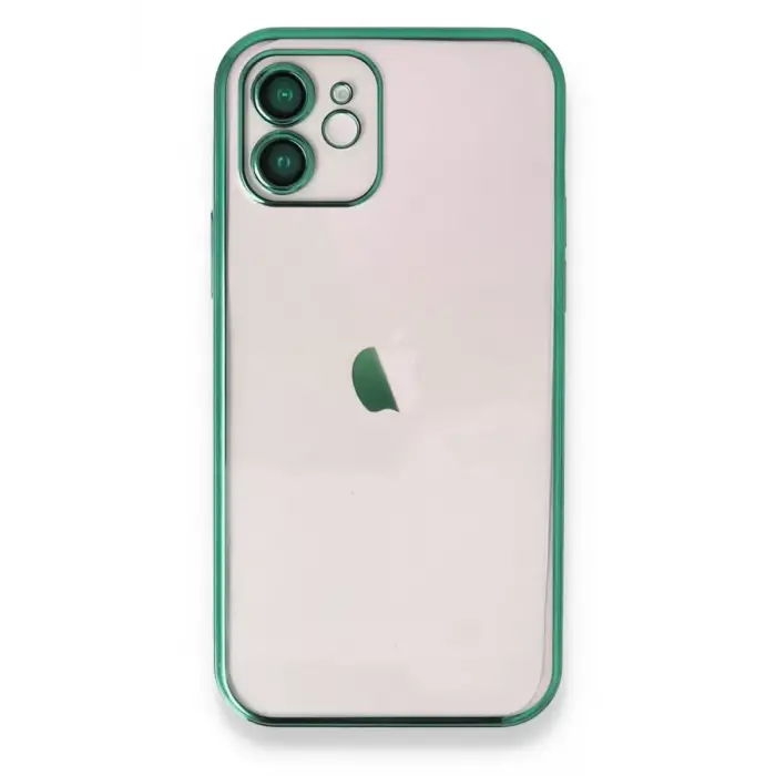 Newface Apple iPhone 12 Kılıf Razer Lensli Silikon - Yeşil