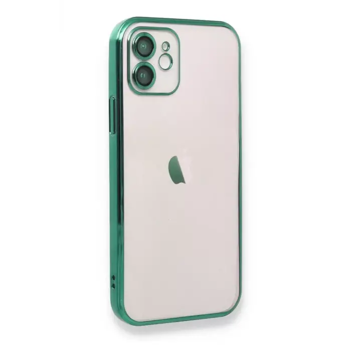Newface Apple iPhone 12 Kılıf Razer Lensli Silikon - Yeşil