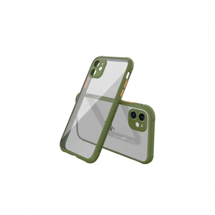 Newface iPhone 12 Mini Kılıf Miami Şeffaf Silikon - Koyu Yeşil