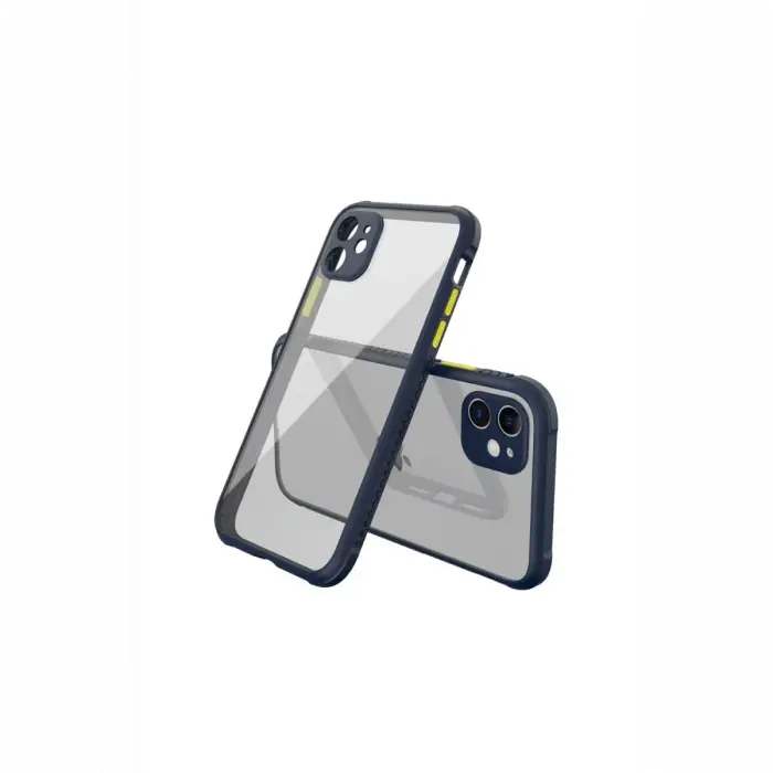 Newface iPhone 12 Mini Kılıf Miami Şeffaf Silikon - Lacivert