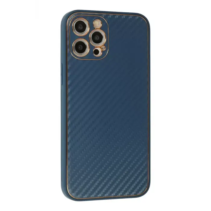 Newface Apple iPhone 12 Pro Kılıf Coco Karbon Silikon - Mavi