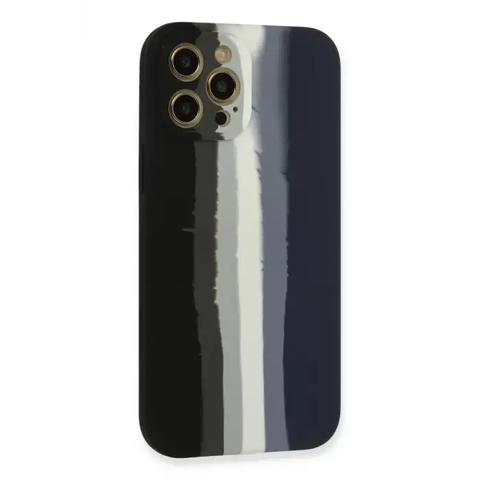 Newface Apple iPhone 12 Pro Kılıf Ebruli Lansman Silikon - Siyah-Lacivert