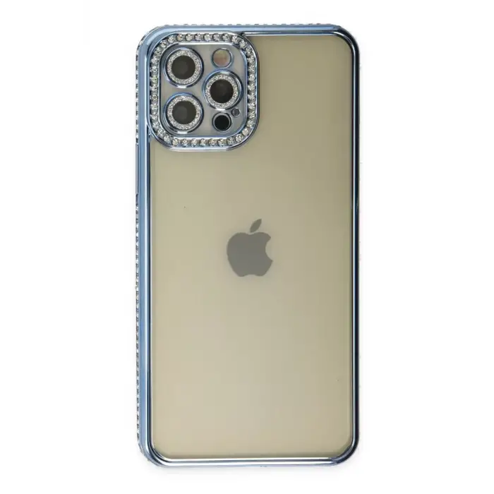 Newface Apple iPhone 12 Pro Kılıf Joke Taşlı Silikon - Mavi