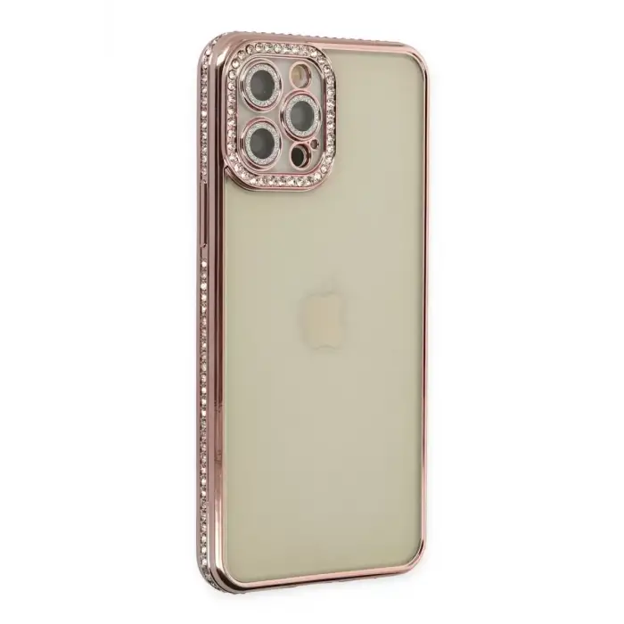 Newface Apple iPhone 12 Pro Kılıf Joke Taşlı Silikon - Pembe