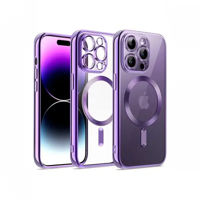 Newface Apple iPhone 12 Pro Kılıf Kross Magneticsafe Kapak - Mor