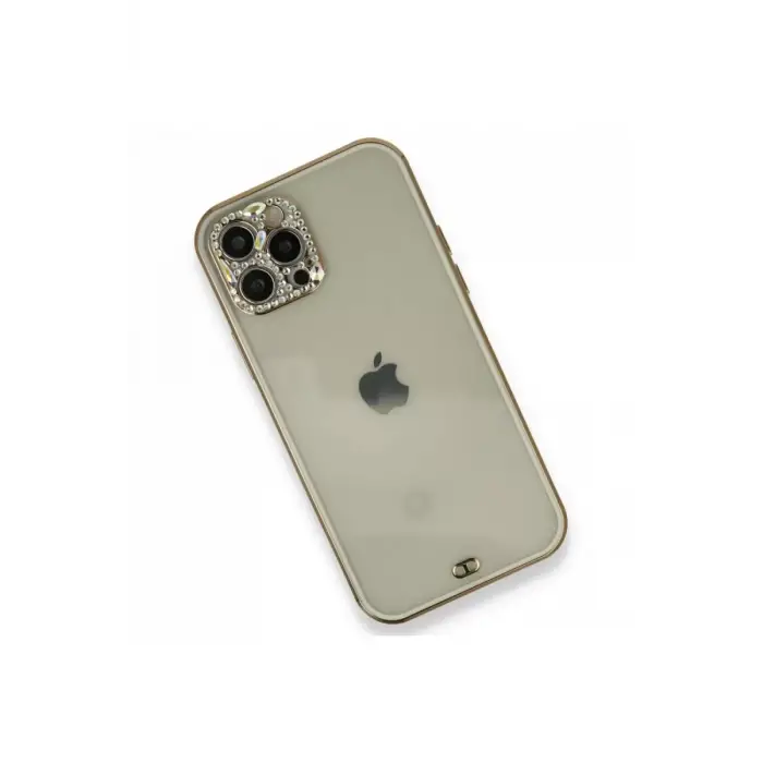 Newface Apple iPhone 12 Pro Kılıf Liva Taşlı Silikon - Beyaz