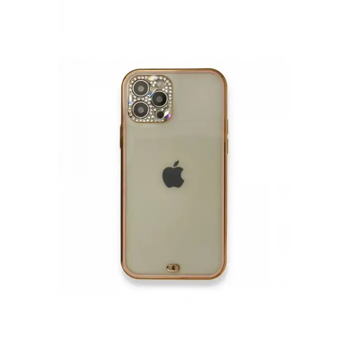 Newface Apple iPhone 12 Pro Kılıf Liva Taşlı Silikon - Pembe