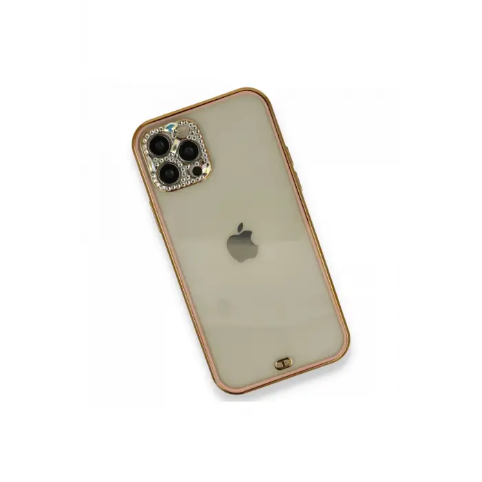 Newface iPhone 12 Pro Kılıf Liva Taşlı Silikon - Pembe