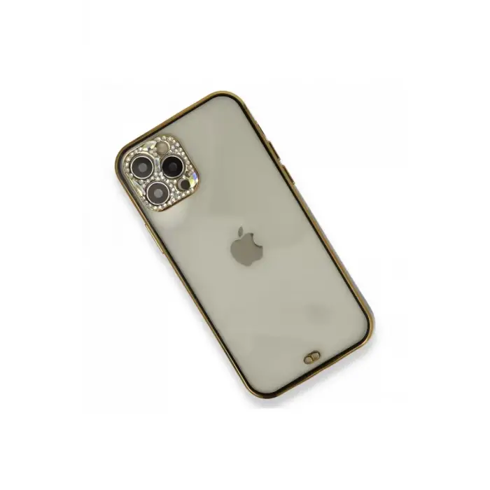 Newface Apple iPhone 12 Pro Kılıf Liva Taşlı Silikon - Siyah