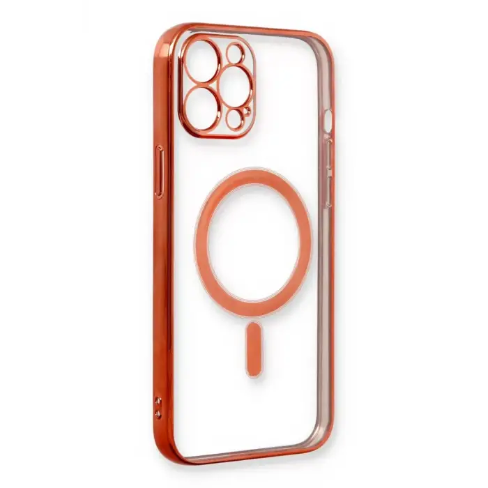 Newface Apple iPhone 12 Pro Kılıf Magneticsafe Lazer Silikon - Kırmızı