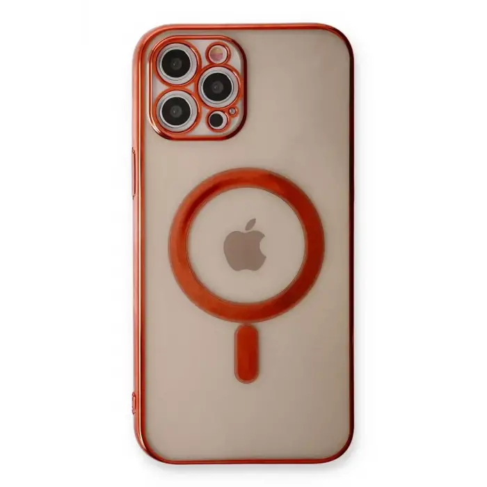 Newface Apple iPhone 12 Pro Kılıf Magneticsafe Lazer Silikon - Kırmızı