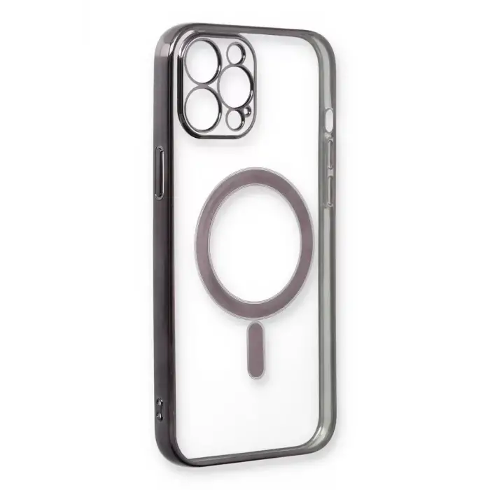 Newface Apple iPhone 12 Pro Kılıf Magneticsafe Lazer Silikon - Siyah