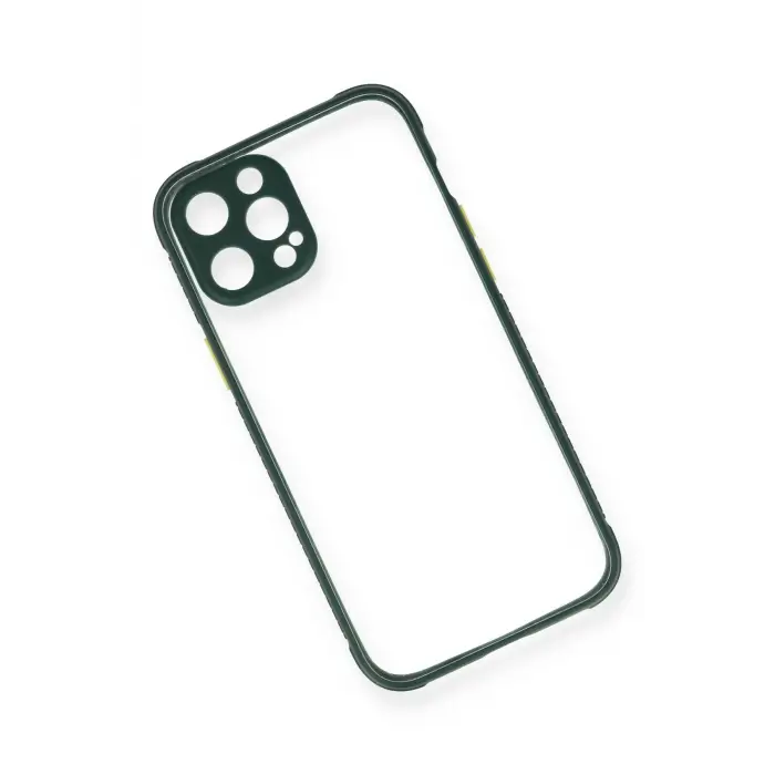 Newface iPhone 12 Pro Kılıf Miami Şeffaf Silikon - Koyu Yeşil