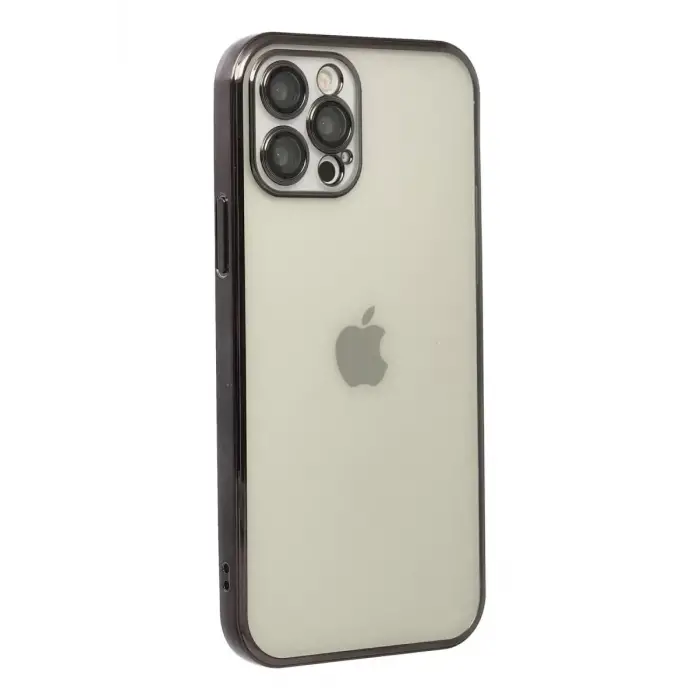 Newface Apple iPhone 12 Pro Kılıf Razer Lensli Silikon - Siyah