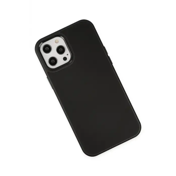 Newface iPhone 12 Pro Max Kılıf Asya Deri Silikon - Siyah