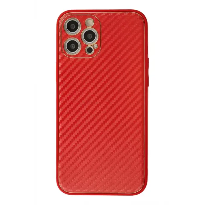 Newface Apple iPhone 12 Pro Max Kılıf Coco Karbon Silikon - Kırmızı
