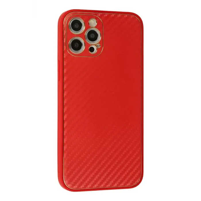 Newface Apple iPhone 12 Pro Max Kılıf Coco Karbon Silikon - Kırmızı