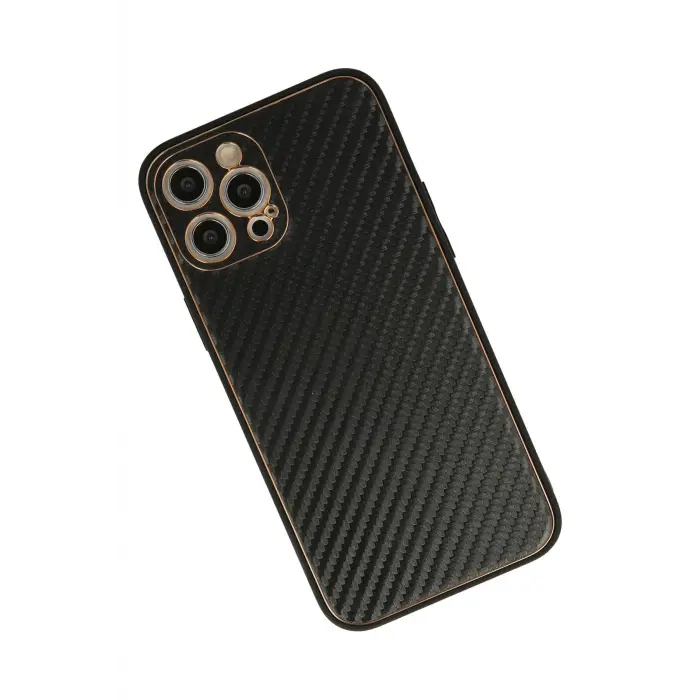 Newface iPhone 12 Pro Max Kılıf Coco Karbon Silikon - Siyah