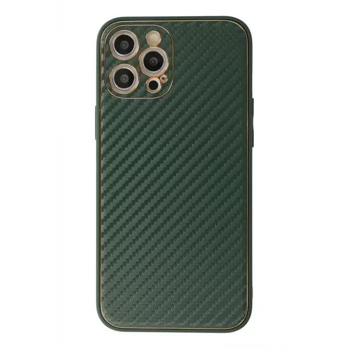 Newface Apple iPhone 12 Pro Max Kılıf Coco Karbon Silikon - Yeşil
