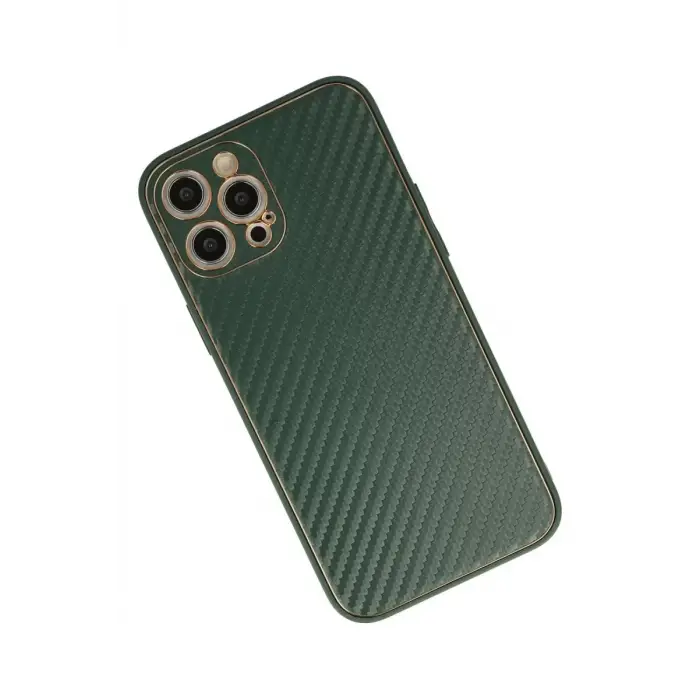 Newface Apple iPhone 12 Pro Max Kılıf Coco Karbon Silikon - Yeşil