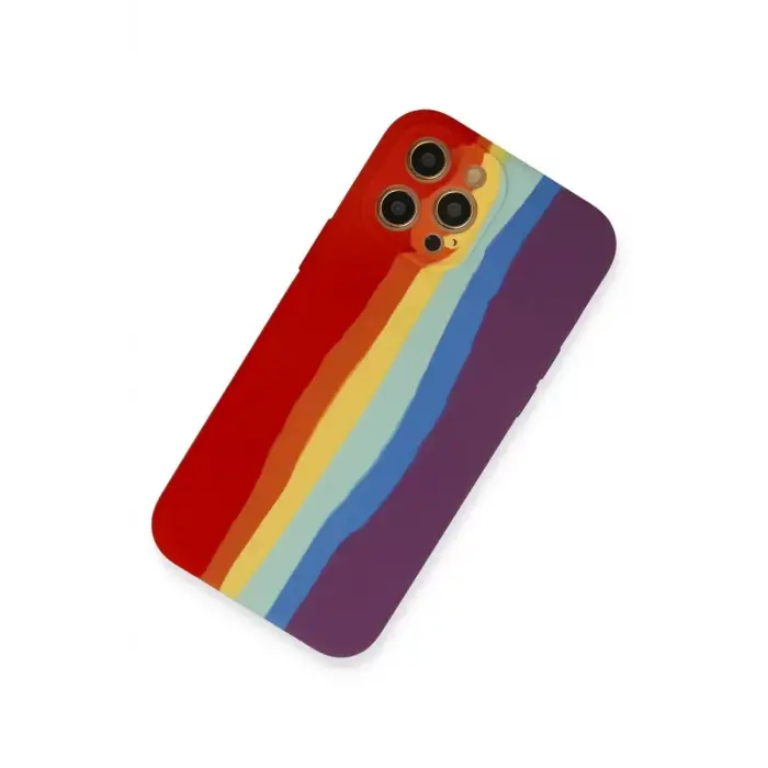 Newface Apple iPhone 12 Pro Max Kılıf Ebruli Lansman Silikon - Kırmızı-Mor