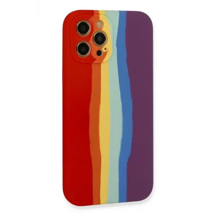 Newface Apple iPhone 12 Pro Max Kılıf Ebruli Lansman Silikon - Kırmızı-Mor