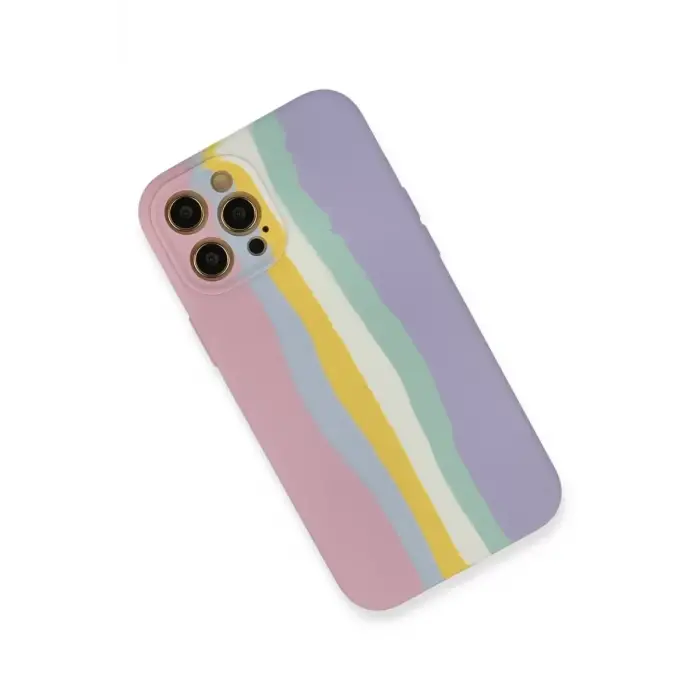 Newface Apple iPhone 12 Pro Max Kılıf Ebruli Lansman Silikon - Pembe-Lila