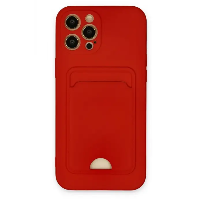 Newface iPhone 12 Pro Max Kılıf Kelvin Kartvizitli Silikon - Kırmızı