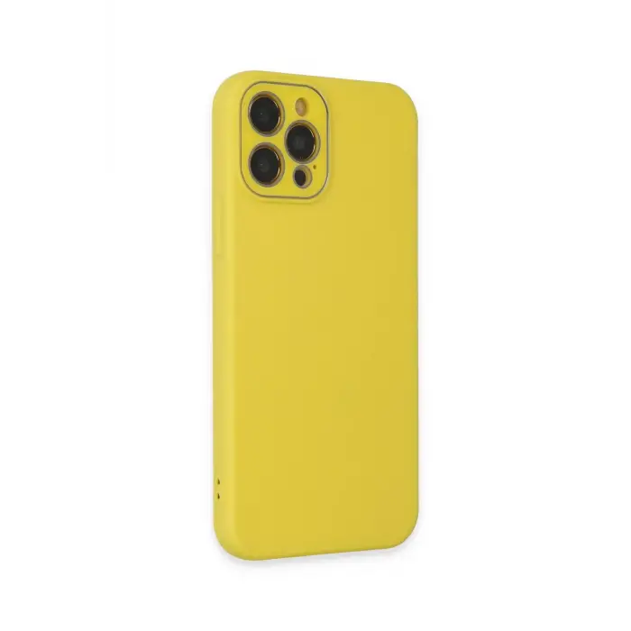 Newface iPhone 12 Pro Max Kılıf Lansman Glass Kapak - Sarı