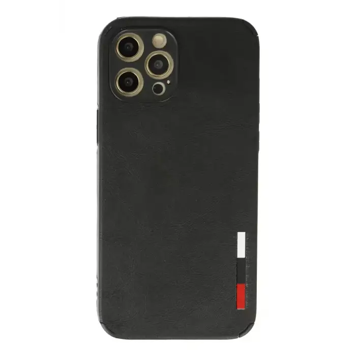 Newface Apple iPhone 12 Pro Max Kılıf Loop Deri Silikon - Siyah