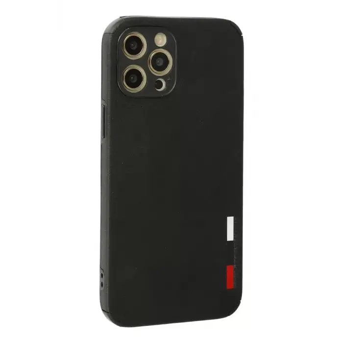 Newface Apple iPhone 12 Pro Max Kılıf Loop Deri Silikon - Siyah