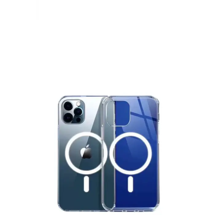 Newface Apple iPhone 12 Pro Max Kılıf Magneticsafe Şeffaf Silikon - Şeffaf