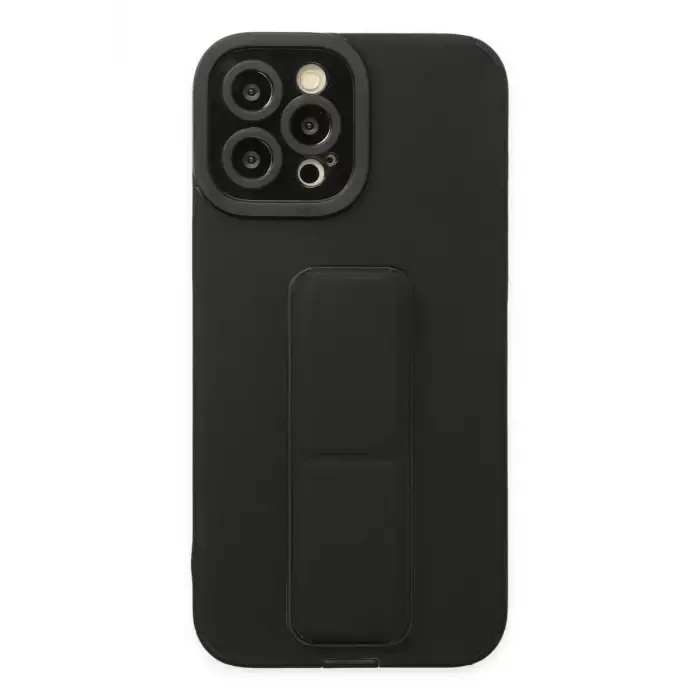Newface Apple iPhone 12 Pro Max Kılıf Mega Standlı Silikon - Siyah