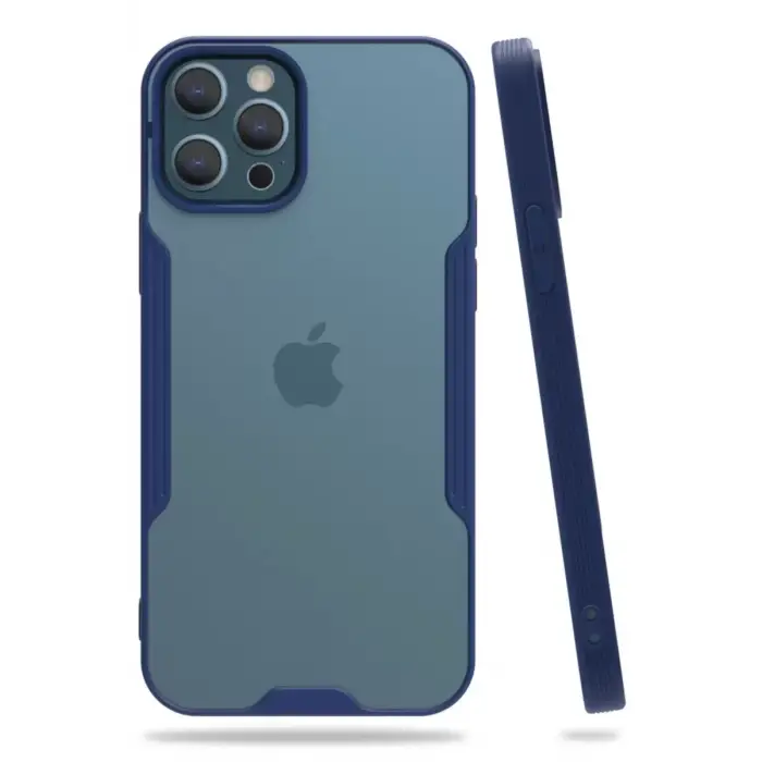 Newface Apple iPhone 12 Pro Max Kılıf Platin Silikon - Lacivert