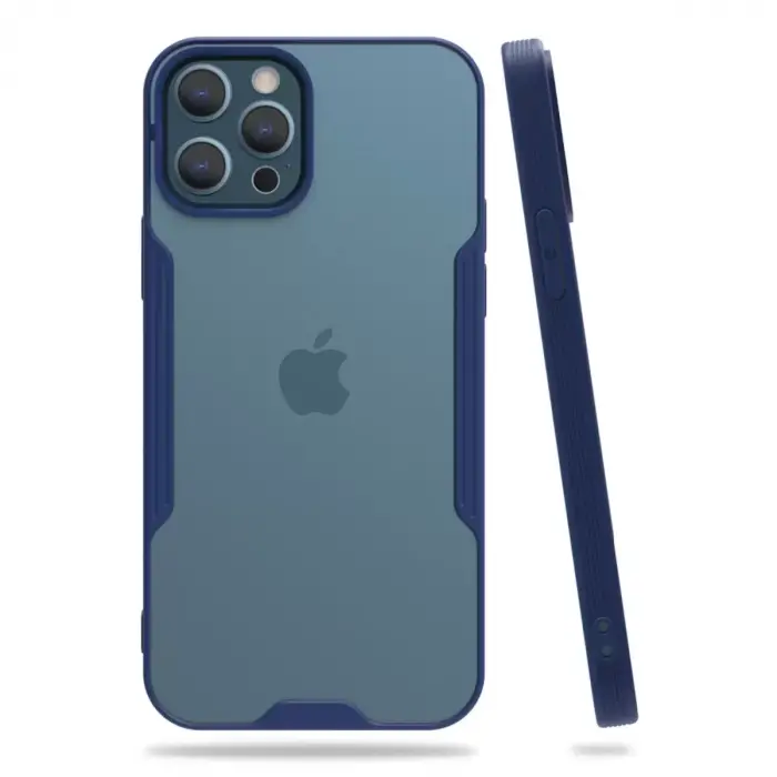 Newface Apple iPhone 12 Pro Max Kılıf Platin Silikon - Lacivert