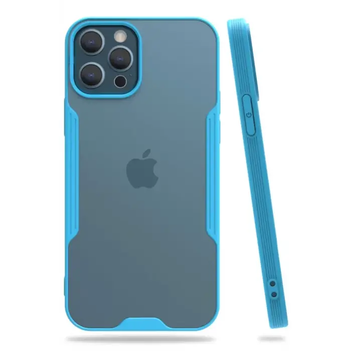 Newface Apple iPhone 12 Pro Max Kılıf Platin Silikon - Mavi