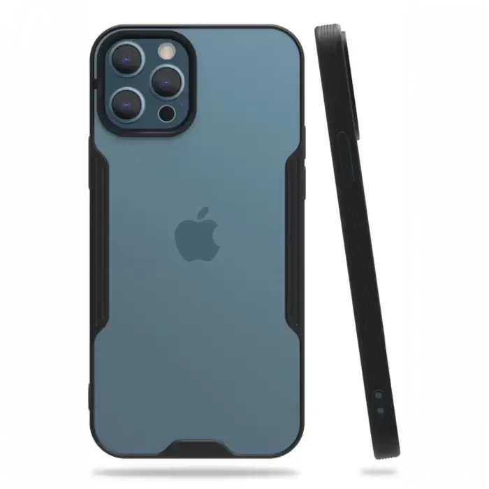 Newface Apple iPhone 12 Pro Max Kılıf Platin Silikon - Siyah